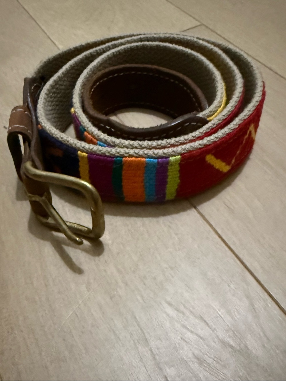 A Tail We Could Wag Woven Canvas Belt - Beige with Navy Tag